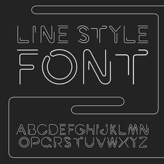 Sticker - Vector linear font - simple and minimalistic alphabet in line style