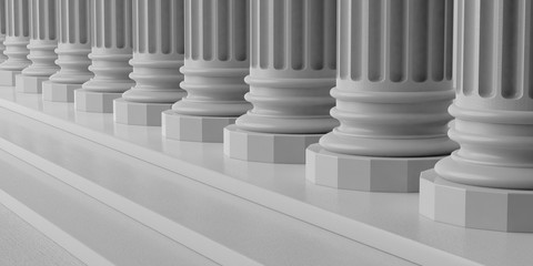 Wall Mural - government building facade. marble pillars with steps. 3d illustration