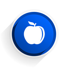 Poster - apple flat icon with shadow on white background, blue modern design web element