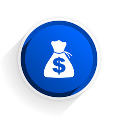 money flat icon with shadow on white background, blue modern design web element