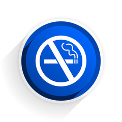 Poster - no smoking flat icon with shadow on white background, blue modern design web element