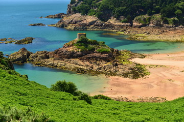 portelet bay, jersey, u.k. picturesque summer bay.