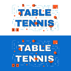Wall Mural - Table tennis banner, table tennis lettering flat line design wit