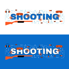 Wall Mural - Shooting banner, Shooting lettering flat line design with icons