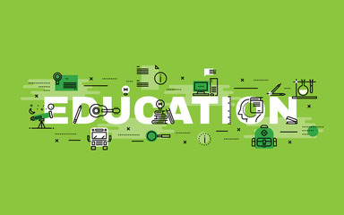 Wall Mural - Lettering flat line design concepts of Education