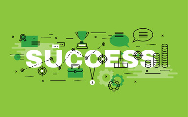 Wall Mural - Lettering flat line design concepts of Success