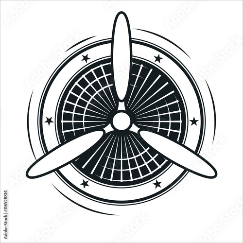 Fotomural Airplane propeller emblem. Aviators club logo