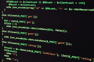 Wall Mural - programming code on black screen, green text