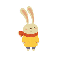 Sticker - Bunny In Yellow Warm Coat Childish Illustration