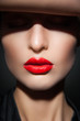 © julenochek - Close-up of model with red lips and perfect skin