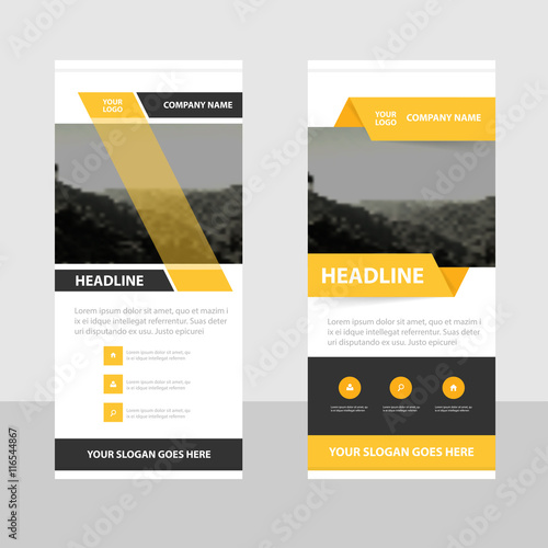 Yellow Black Abstract Square Business Roll Up Banner Flat Design