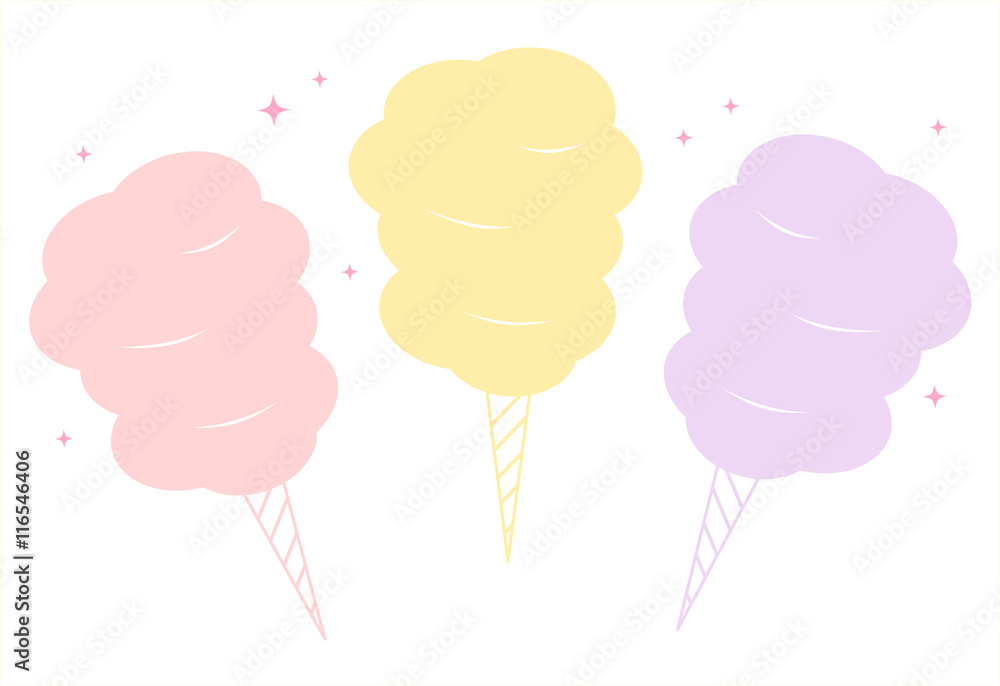 cute colorful cartoon sweet cotton candy set vector illustration Stock ...