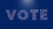 USA Presidential election poster or banner with the vote text filled with the blue and red and white colored stars. New design great concept for american elections. Vector design.