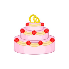 Wall Mural - Wedding cake icon in cartoon style isolated on white background. Food symbol