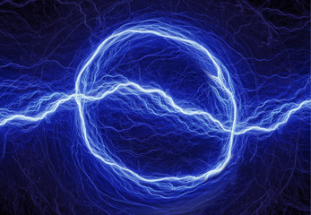 Wall Mural - blue electric lightning - abstract electrical background