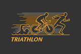 Fototapeta Młodzieżowe - Vector gold line logo triathlon
