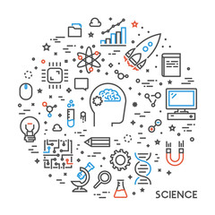 Wall Mural - vector line web concept for science