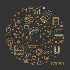 Wall Mural - vector line web concept for science