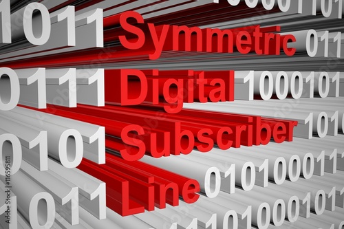 Fotografia, Obraz Symmetric Digital Subscriber Line in the form of binary code, 3D illustration