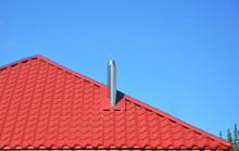 New Red Tiled Roof With Metal Chimney House Roofing Construction