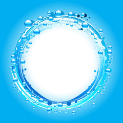 Water bubbles border over blue