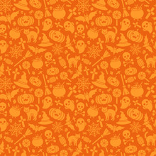 Halloween Seamless Pattern Orange Background