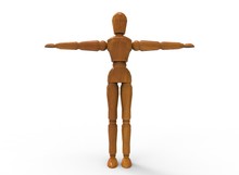 3d Illustration Of Wooden Dummy Man. White Background Isolated. Icon For Game Web. 