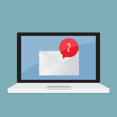 Wall Mural - message alert icon with laptop