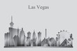 Las Vegas city skyline silhouette in grayscale
