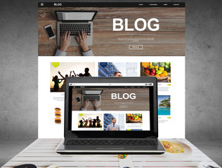 laptop computer with blog web page on screen
