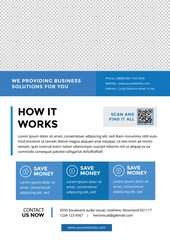 Wall Mural - clean casual business flyer template in blue