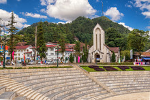 He Catholic Holy Rosary Church In Main Square, Sapa Town, Lao Ca