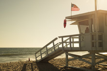 Santa Monica Beach Lifeguard Tower In California USA