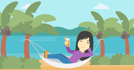 Poster - Woman chilling in hammock.