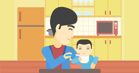 Sticker - Father feeding baby.