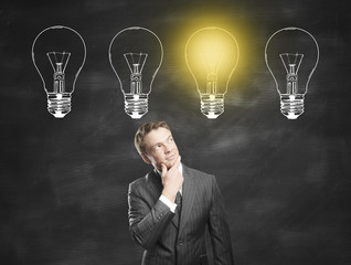 Poster - Idea concept with thoughtful businessman