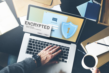 Poster - encrypted information data binary password safe concept