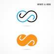 Fishhook and infinite logo elements design.Infinity icon.