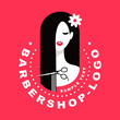 Hair salon with woman. Logo