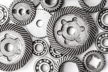 Gear metal wheels, isolated on white background