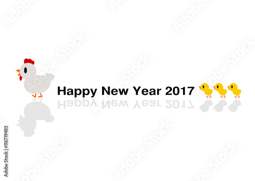 17年 年賀状 酉年 イラスト ニワトリとヒヨコ Stock Vector Adobe Stock