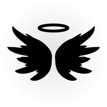 Abstract Angel Image. The Wings And Halo. Isolated Object. Icon Vector. Sketch.