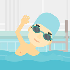 Canvas Print - Man swimming in pool vector illustration.