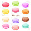 vector hand drawn set of coloured sweet macaroon - isometric view