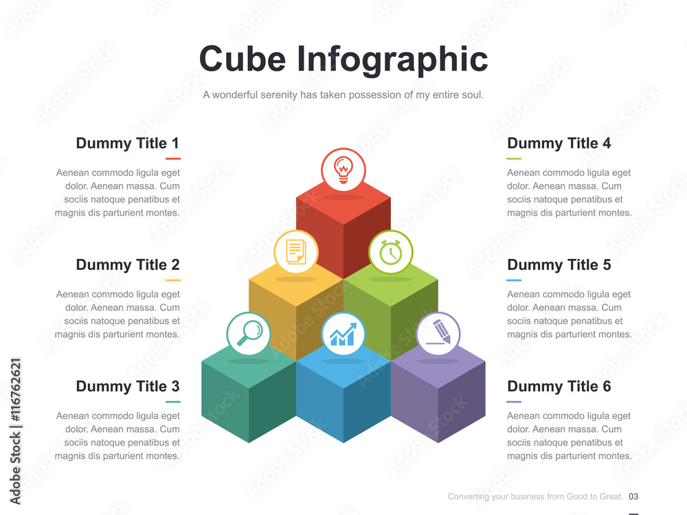 Flat business presentation vector slide template with diagram chart ...
