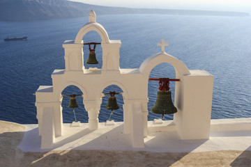 Wall Mural - santorini church orthodox bell