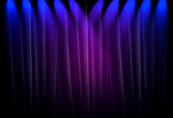 Poster - blue spotlight with curtain background