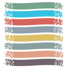 Wall Mural - set of colored pixel wavy banners for headers