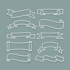 Canvas Print - set of banners and ribbons from paper outline