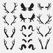 Vector Horns set silhouette on the grunge hipster background. Grunge effect isolated.